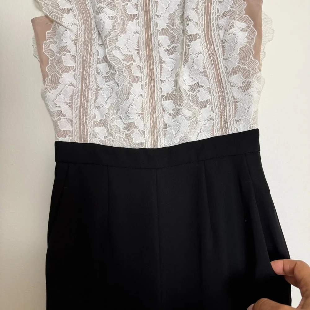 Reiss Suzy Lace Top Detail Jumpsuit Women's Size 4‎ (XS) Crew Neck Sleeveless